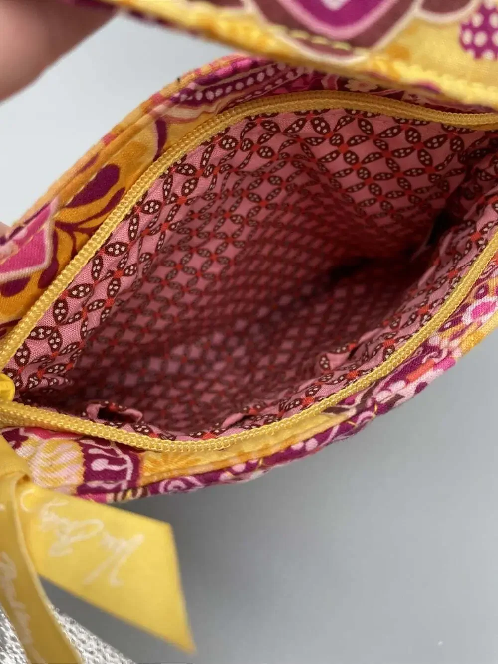 Vera Bradley Bali Gold Yellow Floral Pink Red Purse Small Pleated Handbag